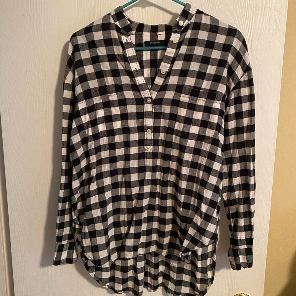 Madewell Tunic Blouse | Black Gingham | Small